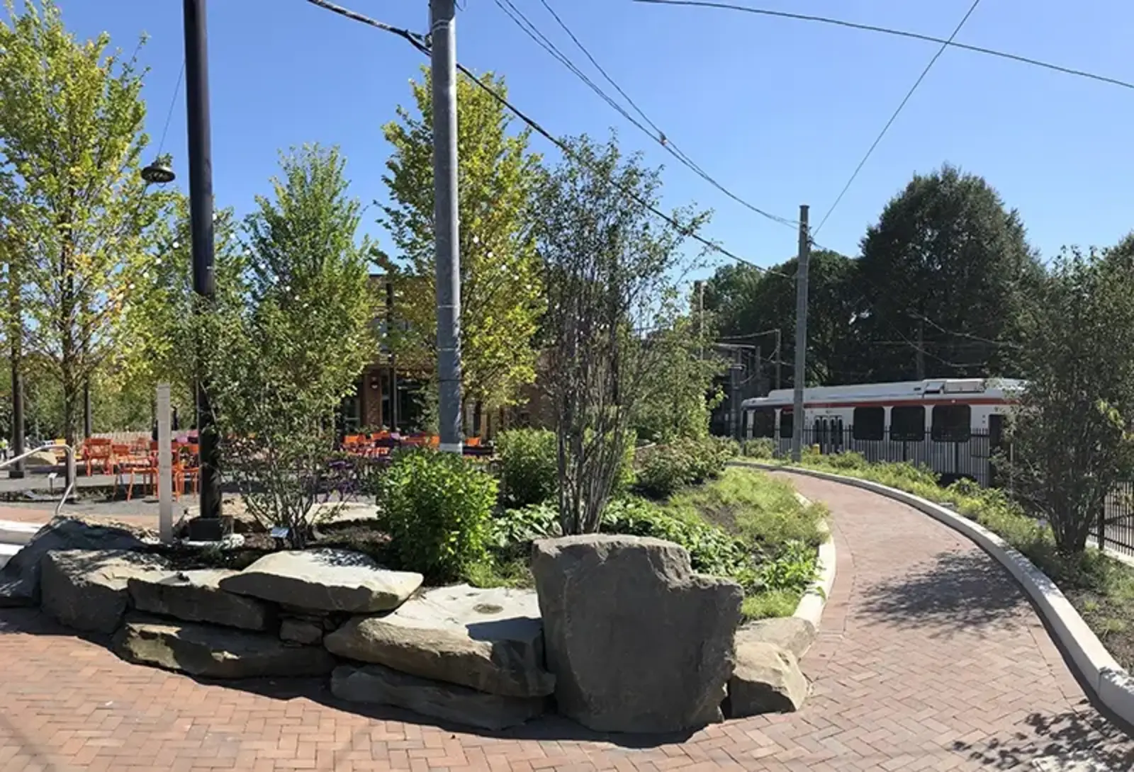 Green trolley station in West Philadelphia
