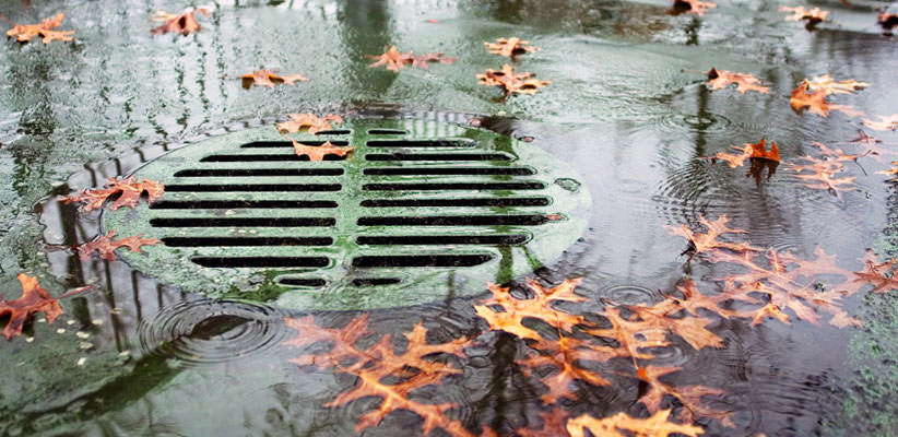 Close-up of a storm drain