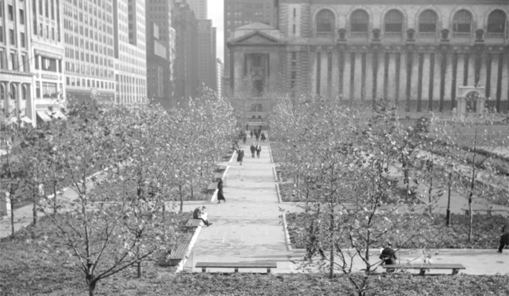 1935-11-18_Bryant Park, View E at 42nd St _Courtesy NYC Parks